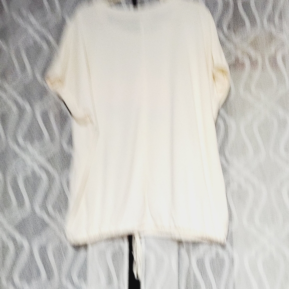 𝅺Tru Self Plus Blessed Tie Hem Short Sleeve Top 3X White - Picture 6 of 7